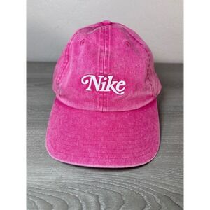 Nike Heritage86 Golf Hat Womens Pink Washed Cotton Strapback Cap 1972 Retro Logo